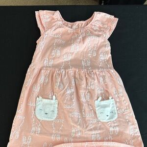Carter's Peach & White Bunny Print Casual Dress